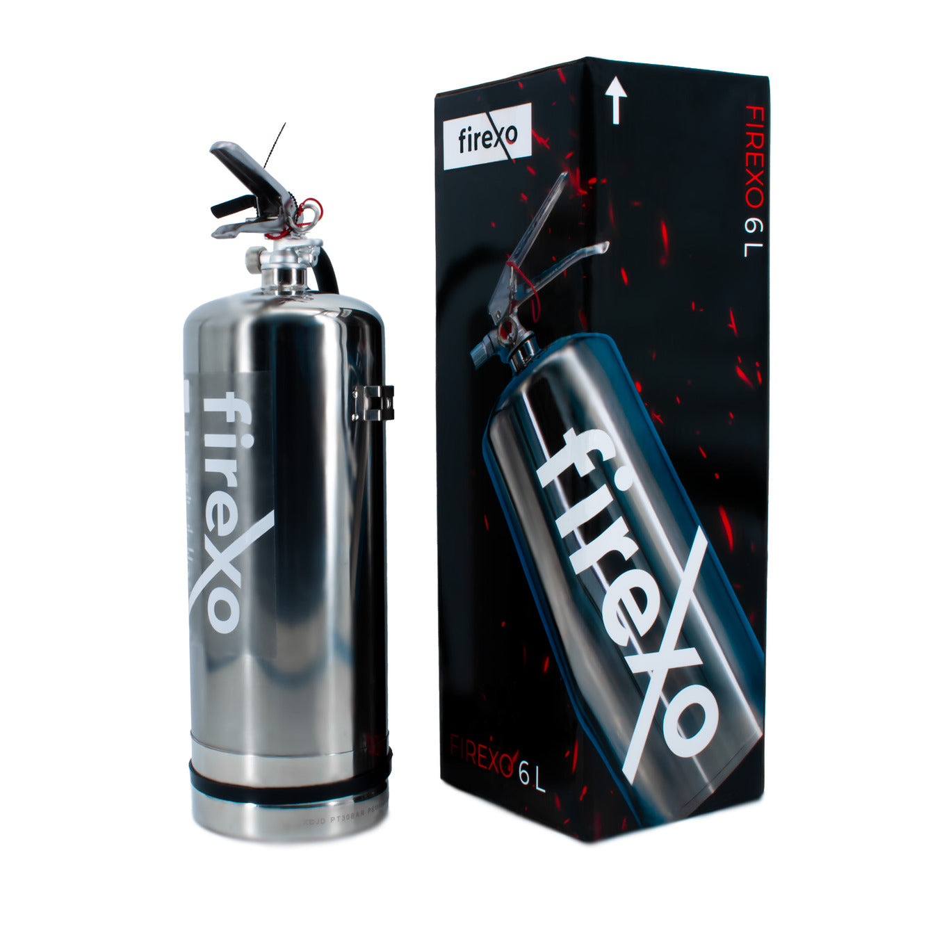Firexo Feuerlöscher „ALL FIRES“ aus Edelstahl, 6 Liter 