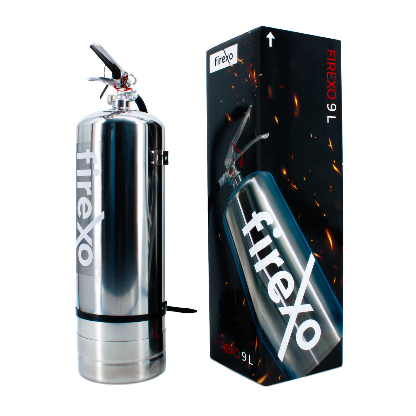 Firexo Feuerlöscher „ALL FIRES“ aus Edelstahl, 9 Liter 