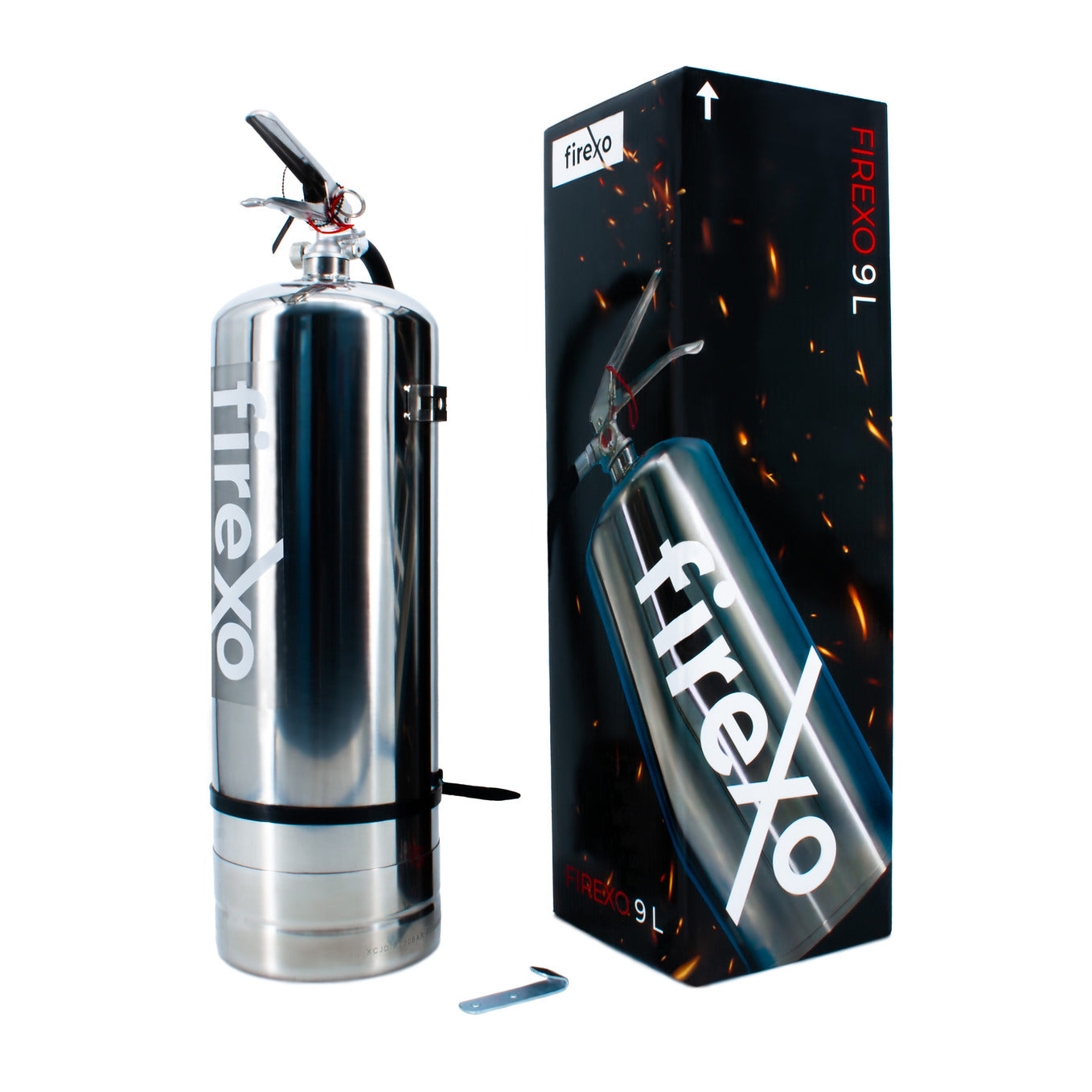 Firexo Feuerlöscher „ALL FIRES“ aus Edelstahl, 9 Liter 